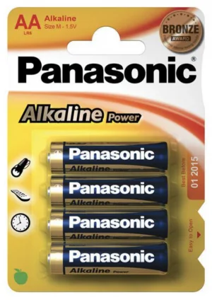 AA, R6 Šarminės baterijos/elementai, Panasonic Alkaline Power, 1.5V, 4 vnt.