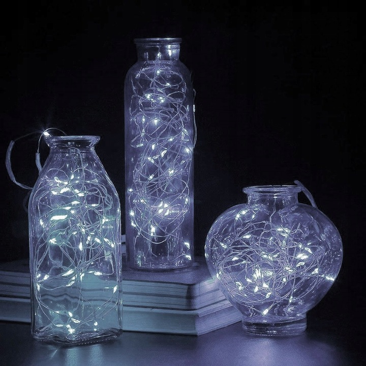 Kalėdinė 50 LED lempučių girlianda, veikia su baterijomis, šaltai balta - Image 2