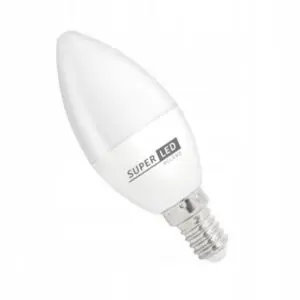 SuperLED E14 8W žvakės formos šaltai balta (6500K) LED lemputė